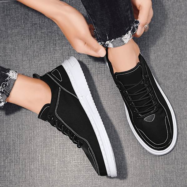 Herrsneakers Mjuk Gummisula Andningsbar Antihalk Lättvikt Stilren Herr Plimsolls för Resor Kontor Sport Black 40 EU