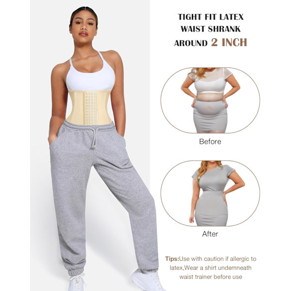 Taljetræner til kvinder Latex Talje Cincher Korset apricot M