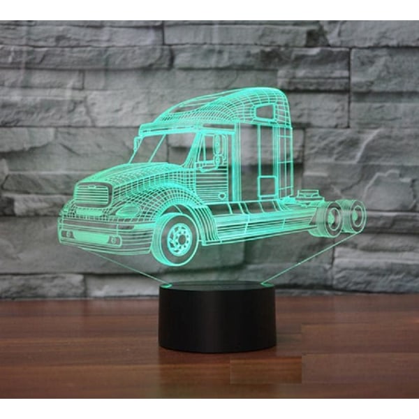 3D Lastbil Traktor Billampa Nattlampa Touch Bord Bordslampa Optisk Illusion Lampor 7 Färgväxlande Ljus Heminredning Jul Födelsedagspresent