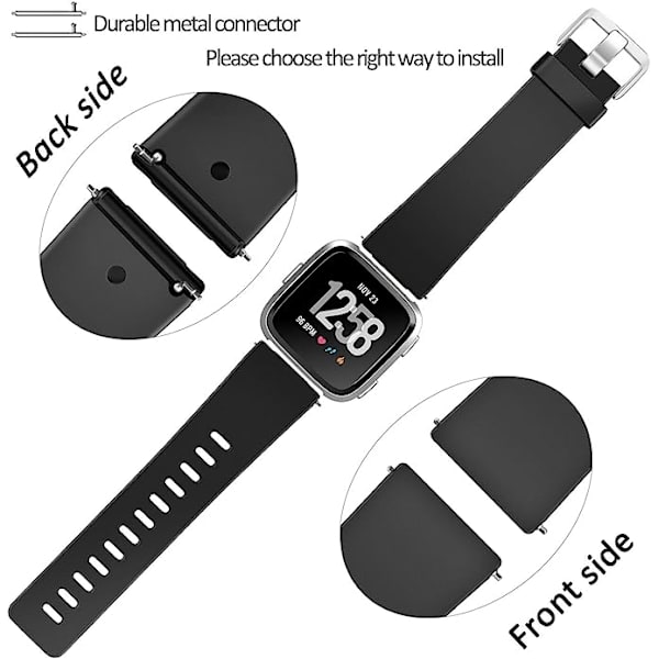 Älykäs rannekkeen hihna on yhteensopiva Fitbit versa -älykellojen, versa 2:n ja versa Lite se -kellojen kanssa naisille ja miehille（Musta-L）