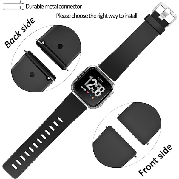 Watch ranneke on yhteensopiva Fitbit versa Smartwatch, versa 2 ja versa Lite se naisten ja miesten kellojen (Black-L) kanssa.