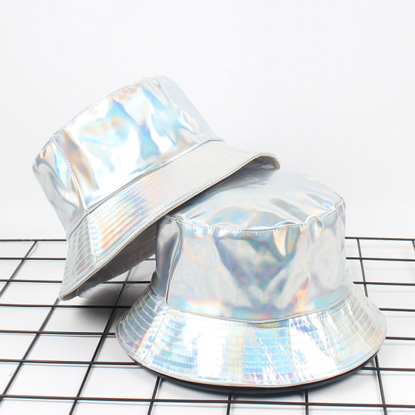 AVEKI Unisex Fashion Hologrammikiipeilyämpärihattu Vedenpitävä Fisherman Cap Travel aurinkohattu