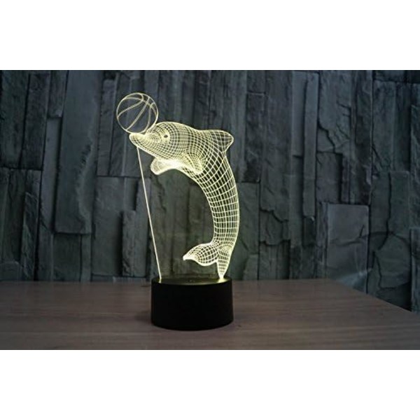 3D Delfin Fjärrkontroll 16 Färger Nattlampor Illusion Akryl LED Bord Sänglampa Barn Sovrum Skrivbords Dekoration Födelsedagspresenter Leksak för Barn
