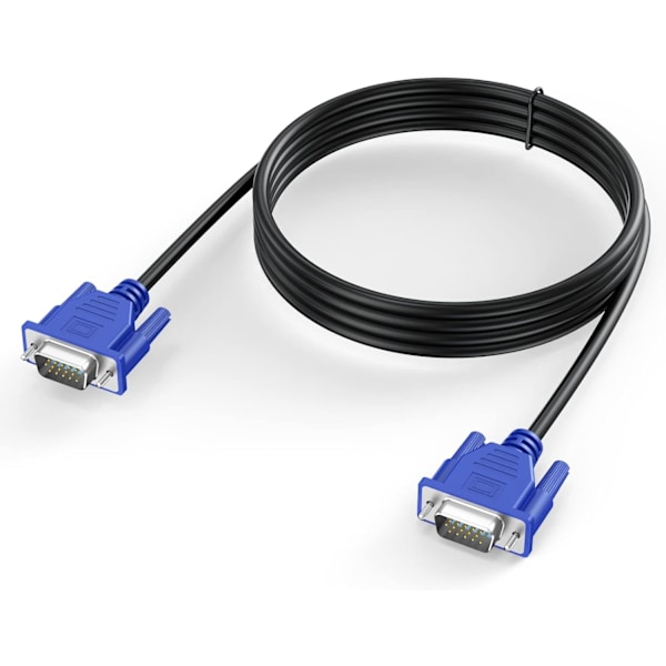 VGA til VGA-kabel 6 fod, VGA til VGA-skærmkabel 1080P Full HD han til han-ledning HD15 til computer-pc-skærm-laptop-tv-projektor og mere