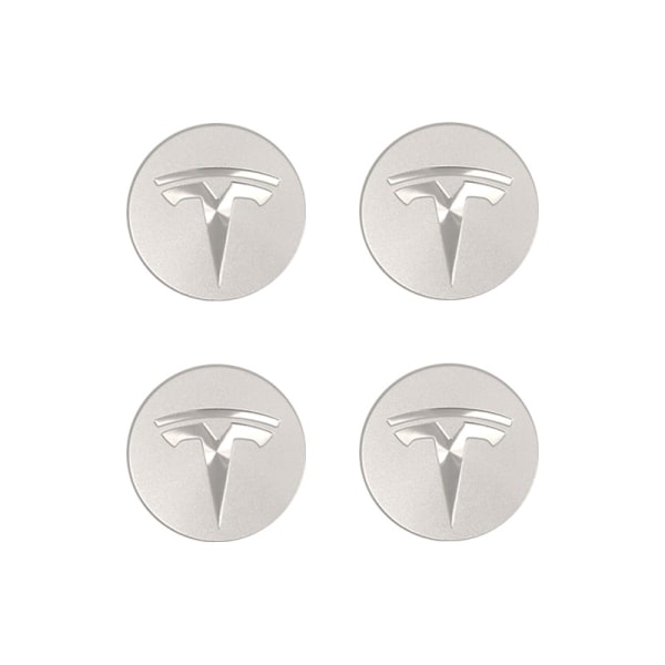 Sopii tesla Tesla malli 3 napakeskuksen kannen logo - hopea hopea logo (kiiltävä) (neljä pakkausta)