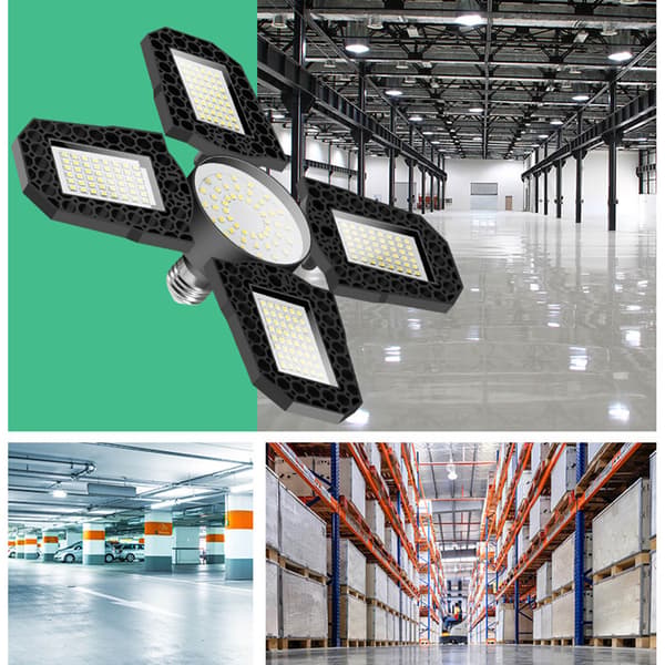 LED Garagelys Foldbare 4 Blade 100W Høj Lysstyrke Energibesparende E27 Loftslampe til Garage Værksted 85-265V