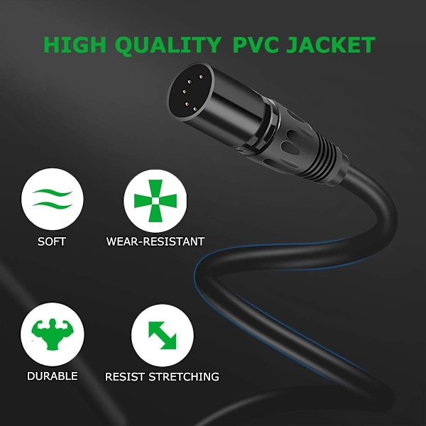 5 PIN XLR DMX-kabeladapter 10 fot, DMX512 5PIN XLR hann til hunn 5-PIN DMX-kabel