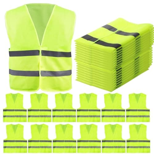 Storpack 24-pack Mesh Säkerhetsvästar med Reflexband, Hög Synlighet Skyddsutrustning för Bygg, Trafik och Nödsituationer 24-pack
