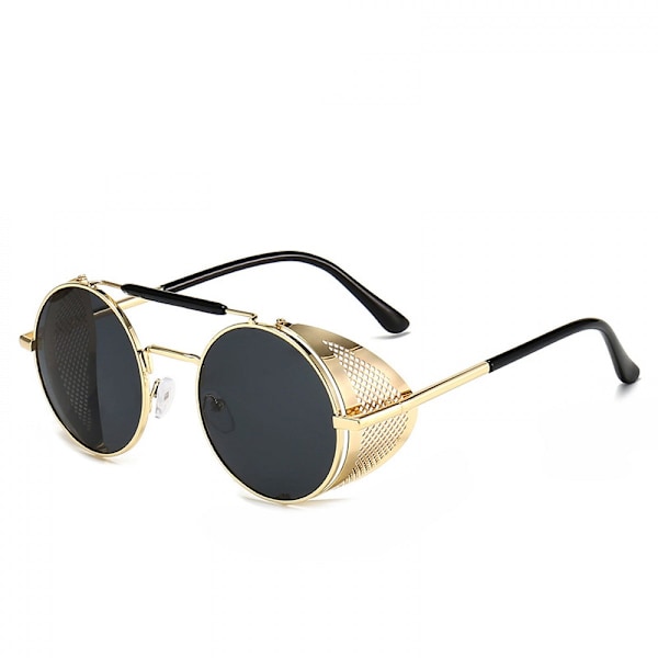 Steampunk-aurinkolasit miehille ja naisille, sivusuojatut pyöreät steampunk-vintage-lasit
