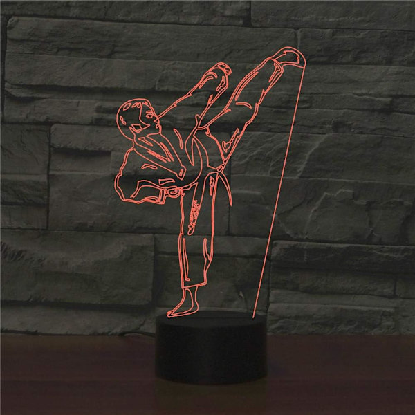 3D Karate Fjärrkontroll 16 Färger Nattlampor Illusion Akryl LED Bord Sänglampa Barn Sovrum Skrivbordsdekoration Födelsedagspresenter Leksak för Barn