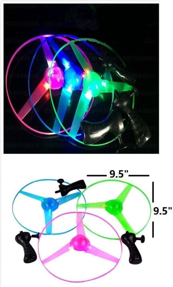 Lysende LED UFO med trekkstreng (Grønn)