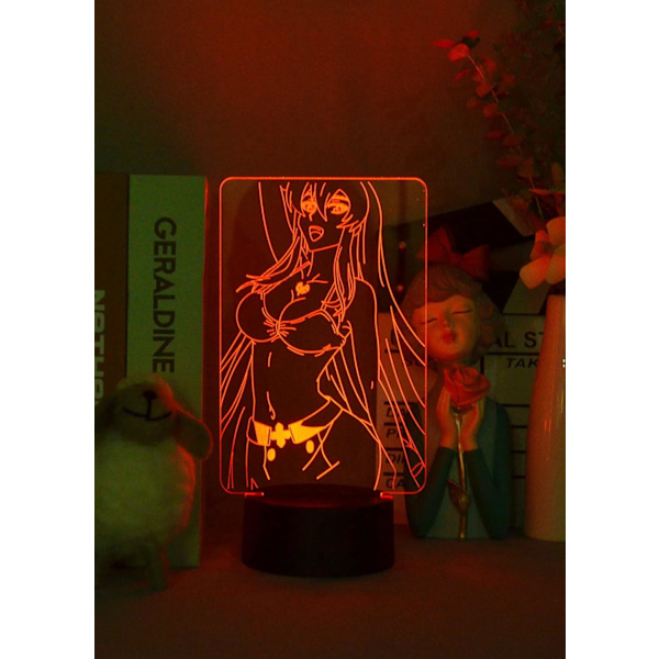 Akame Ga Kill Natlampe 3D LED Skrivebordslampe USB-drevet Natlys Fjernbetjening Ferie Fødselsdagsgave Soveværelsesindretning