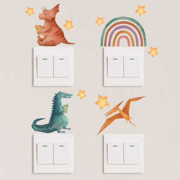 Dinosaur Wall Stickers Den perfekta Dinosaur Light Switch-dekalen för barnrum eller barnkammare eller som en strömbrytare i sovrummet