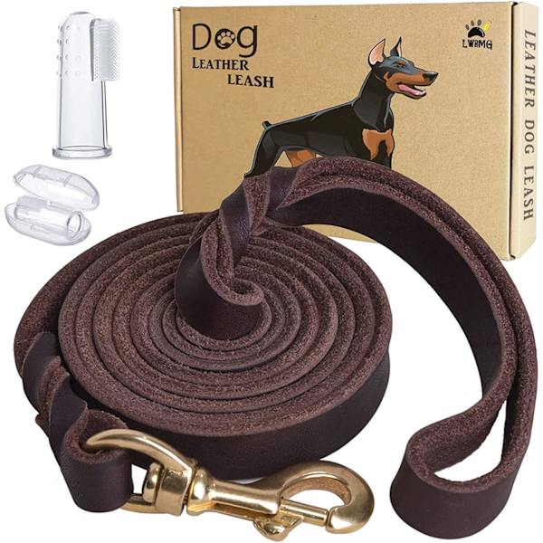 Læderhundesnor 6 ft x 1/2 tommer, Heavy Duty Hundesnor, Stærk Robust Ægte Læder Flettet Hundesnor, Blød og Komfortabel Læderhundesnor til Med Brown1 6 ft x 1/2 inch