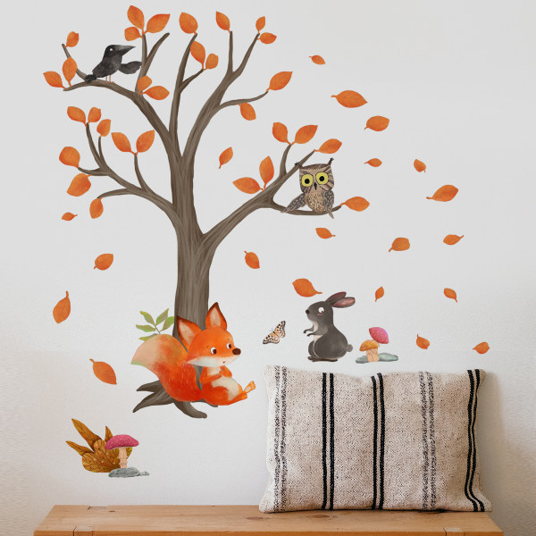Oravat Seinätarrat Pines Tree Stick Wall Art Tarrat Lapsille Makuuhuone Leikkihuone Olohuone Koti Koriste