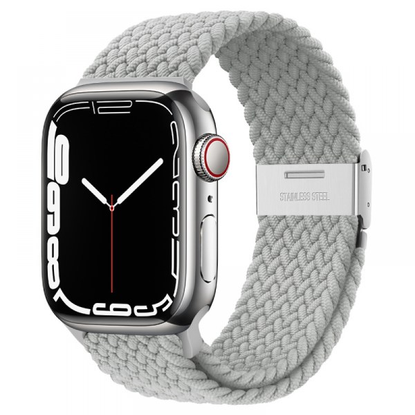 För flätad ögla för Apple Watch-band 42 mm 44 mm 45 mm kvinnor/män, Solace Elastics Stretch Nylon Sport Strap armband för iWatch-band serie 7 6 5 4