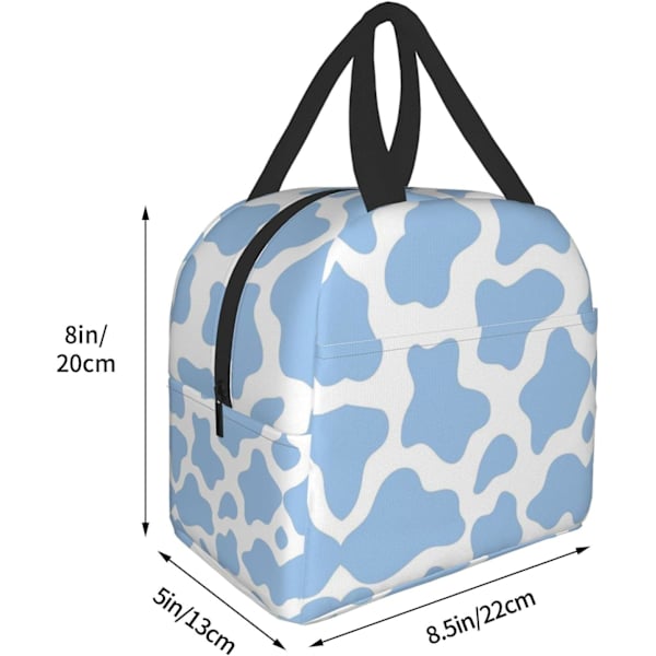 Isoleret frokostpose til kvinder, køletaske genanvendelig frokostboksbeholder til arbejde, kontor, rejse, picnic, lyseblå ko-dyr Light Blue Cow Animal One Size