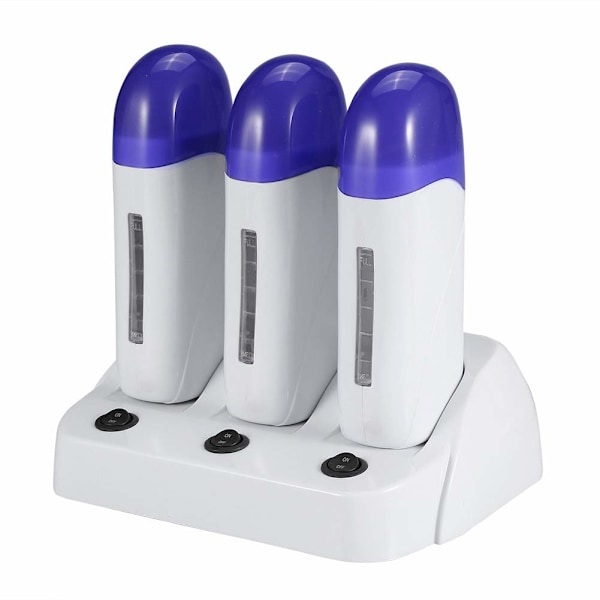 Bärbar vaxhårborttagningsmaskin, depilatorisk vaxvärmare, epilatormaskin set med 3 typer bärbar vaxdepilatorisk rullvärmare (Triple Waxing)