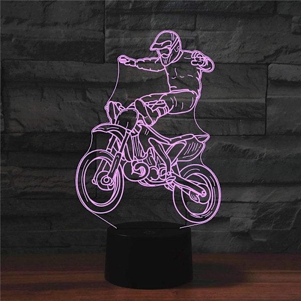 3D Motorsykkel Stunt Fjernkontroll 16 Farger Nattlys Illusions Akryl LED Bord Nattlampe Barn Soverom Skrivebord Dekor Bursdagsgaver Leke