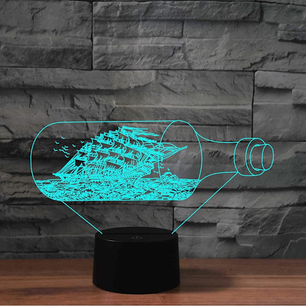 3D Drivende Flaske Valentinsdag Fjernkontroll 16 Farger Nattelyslusjon Akryl LED Bord Nattbord Lampe Barn Soverom Skrivebord Dekor