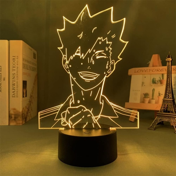 Kuroo Tetsurou 3D LED Lampe Anime Natlampe 7/16 Farveskift med Fjernbetjening Soveværelsesindretning Akryl USB Bordlampe Fødselsdagsgaver