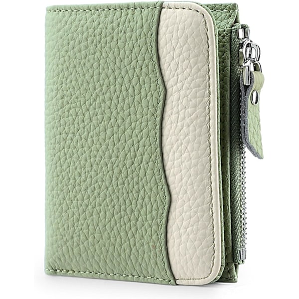 Liten Damplånbok Bifold Slim RFID-skydd Kreditkortshållare med Dragkedja Myntficka Läder green