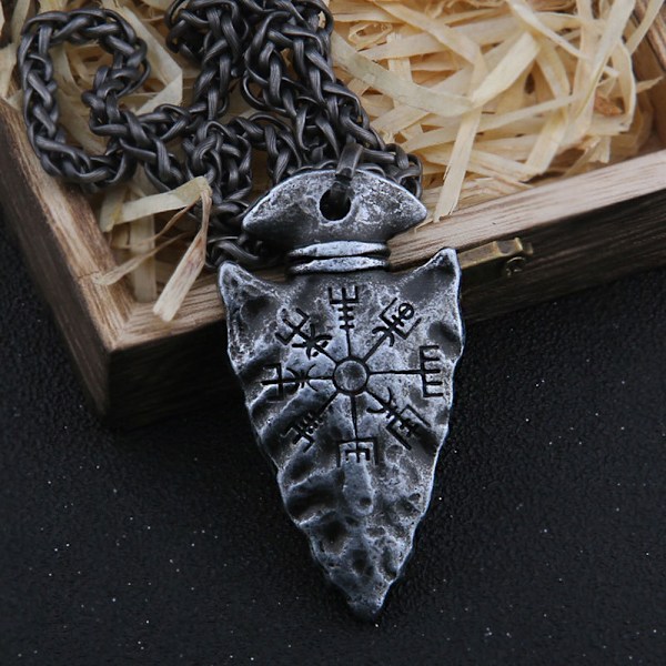 Vikinge Smykker, Antik Smedejernsfarvet Rustfrit Stål Vikinge Talisman Vedhæng Halskæde, Vikinge Smykker Gave til Mænd
