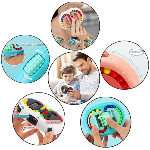 Pyörivä taikapapu kuutio Spinner Fidget Stress Relief Ball Double flip Kädessä pidettävä palapeli Decompression Educational Toy(Pink)