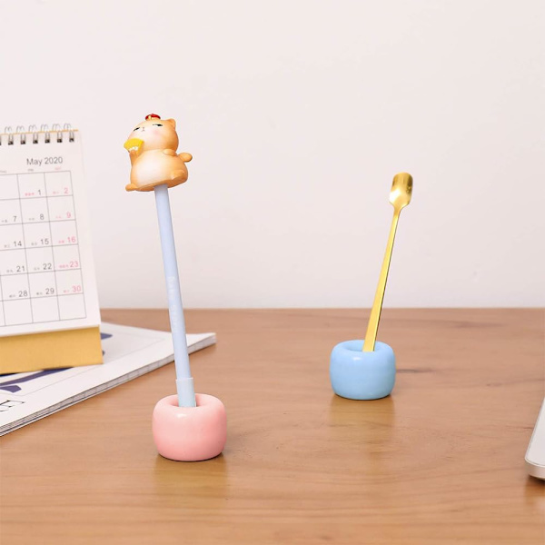 Mini Keramisk Tandbørsteholder Stativ til Badeværelse Forfængelighed Bordplade, Håndlavet Par Tandbørste Hovedholder, Barbermaskineholder og Kontor Penneholder, P Pink blue