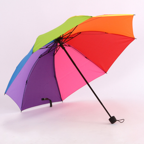 8 Rib Rainbow Umbrella Kannettava kolmitaiteinen sateenvarjo kokoontaitettava, kompakti ja kestävä, kevyt ja söpö matkasateenvarjo