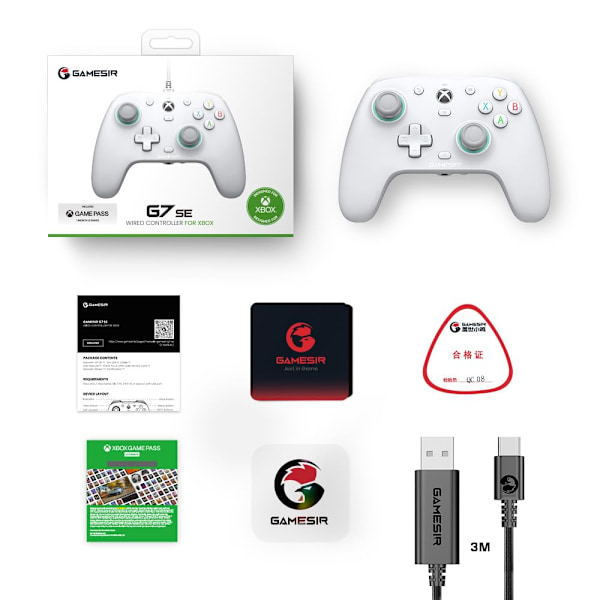 GameSir G7 SE -langallinen ohjain Xbox Series X|S-, Xbox One- ja Windows 10/11 -konsoleille, Plug and Play -peliohjain Hall-efektillä, 3,5 mm:n ääniliitännällä