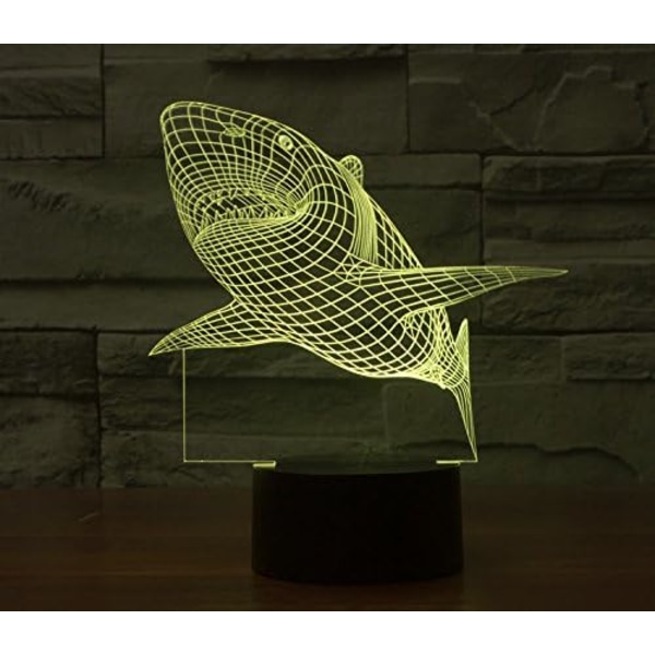 3D Hai Remotekontroll 16 Farger Nattlys Illusions Akryl LED Bord Nattlampe Barnerom Skrivebord Dekor Bursdagsgaver Leke for Barn