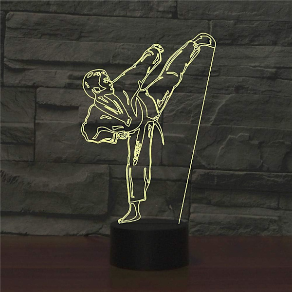 3D Karate Fjernbetjening 16 Farve Natlys Illusion Akryl LED Bord Sengelampe Børneværelse Skrivebords Dekoration Fødselsdagsgaver Legetøj til Børn
