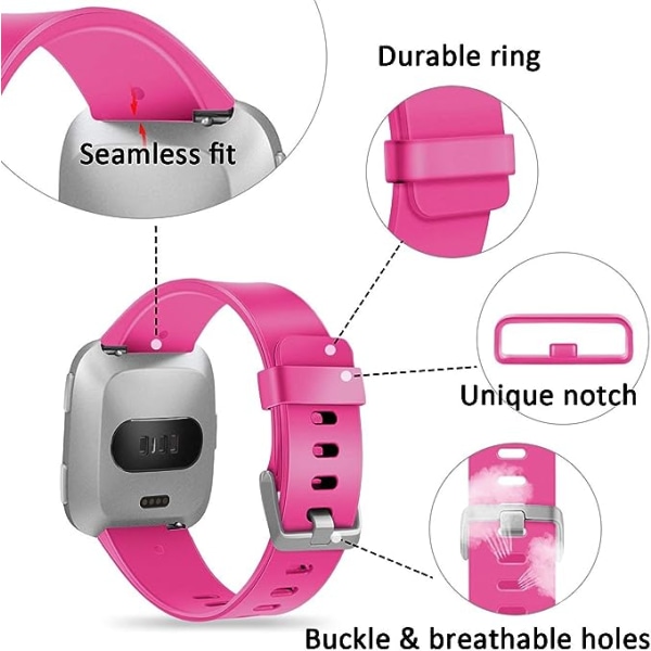 Watch ranneke on yhteensopiva Fitbit versa Smartwatch, versa 2 ja versa Lite se naisten ja miesten kellojen (Rose Pink-S) kanssa.