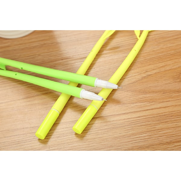 Nyhed Blomster Penne Sæt 0,5 mm Sort Græs Blad Kuglepen Gel Blæk Pen Skole Børn Studerende Gave(3PCS)