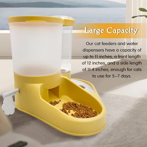 Gravity Kattefoder Sæt, Automatisk Kæledyrsfoderautomat og Vanddispenser 2 i 1 Gravity Kæledyrsfoder Sæt Auto Kæledyrsfoder Replenishes Self Feeding Statio Yellow Cat Feeder Set