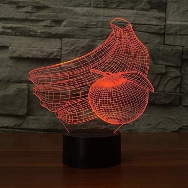 3D Apple Banana Fjärrkontroll 16 Färger Nattlampor Illusion Akryl LED Bord Sänglampa Barn Sovrum Skrivbordsdekoration Födelsedagspresenter Leksak