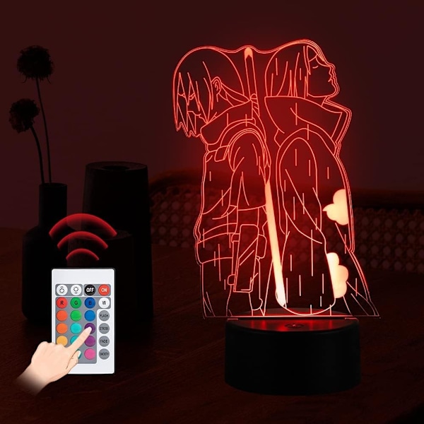 Anime LED nattlys, 7 farger USB-lading 3D berøringsillusjon skrivebordslampe med 16 farger fjernkontroll bordlampe for barnerom, barnebursdag jul påske