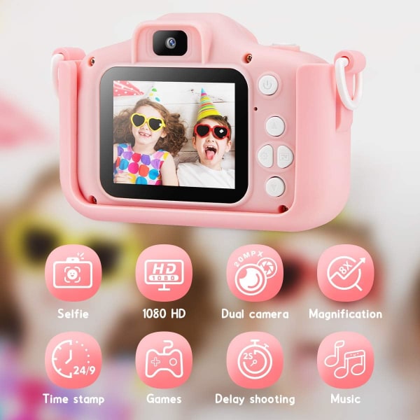 Enhörning Barnkamera för Flickor Småbarn - Mini Digitalkamera Leksaker för 3 4 5 6 7 8 Åriga Barn - Anti-Drop 20.0MP