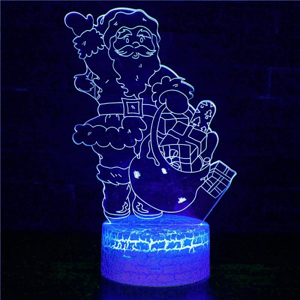 3D Jultomte Nattlampa Bordsskiva Optisk Illusion Lampor 16 Färgväxlande Ljus LED Bordlampa Jul Hem Kärlek Födelsedag Barn Barn Leksak Present