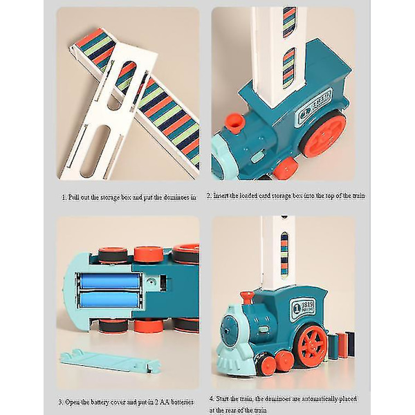 60-delad elektrisk automatisk domino-tågbyggstenssats