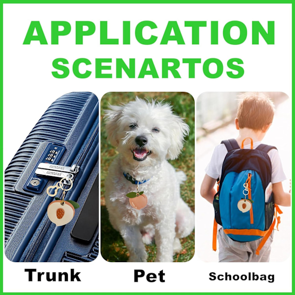 Læder nøgleringholder etui kompatibel med Apple AirTag, sød beskyttende Air Tag cover med nøglering, anti-scratch finder GPS tracker etui til Peach b