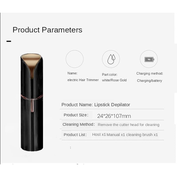 Ansigtshår Fjernelse til Kvinder Smertefri Hårfjerner, Vandtæt Shaver Razor Hårfjerner med LED Lys til Ansigt Bikini Peach Fuzz Overlæbe  (Sort)