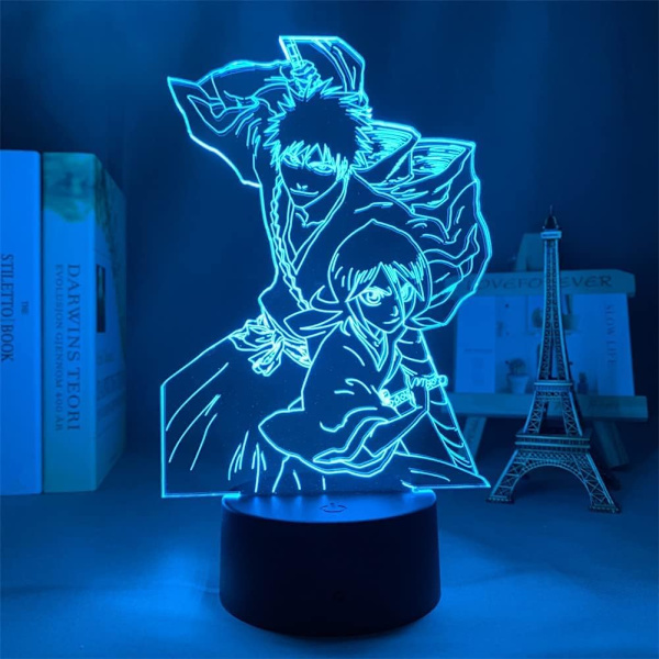 3D Illusion Lampe Natlampe Anime Rukia Kurosaki Ichigo Action Figur Touch 7 Farver/Fjernbetjening 16 Farver Modegaver (7 Farver Touch Style)