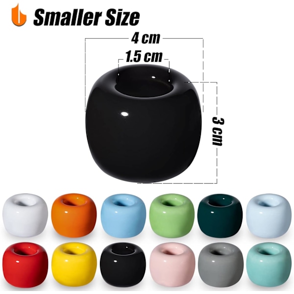 Slank Mini Keramik Tandbørsteholder Stativ til Badeværelses Vaskeskabe (Sort 2-pak) 2Black