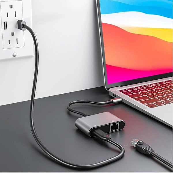 ULANSeN USB C till RJ45 LAN Ethernet Gigabit Nätverksadapter med Chippset AX88179 med 100W PD Laddning för Windows/iOS/iPadOS/macOS/Linux