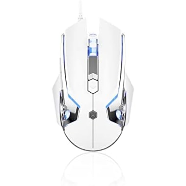 AJ120 Trådbunden Spelmus, Ergonomisk LED-Bakgrundsbelyst USB-Spelmus Dator Bärbar PC, för Windows Mac Linux OS, Vit