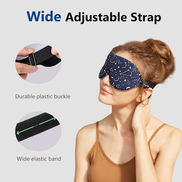 Sovemaske til Kvinder og Mænd med Støbte Øjenkopper, Velkontureret 3D Ekstra-Plys Blød Memory Foam Blackout Øjenmaske Nul Pres på Øjenlåg
