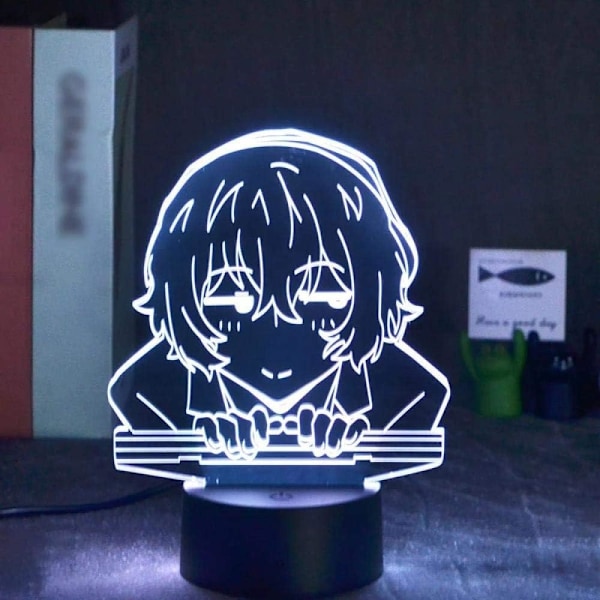 Anime Bungo Stray Dogs Osamu Dazai Lampe Kule 3D Illusions nattlampe Hjem Rom Dekor Akryl LED Lys Julegave Lamper (16 Farger med Fjernkontroll)