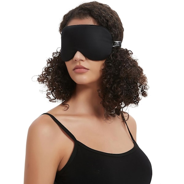 Sovmask med silkesöverdrag, ögonkontur inbyggd, inget tryck för sömn, uppgradering jämfört med konventionella platta satinögonmasker, maskintvättbar
